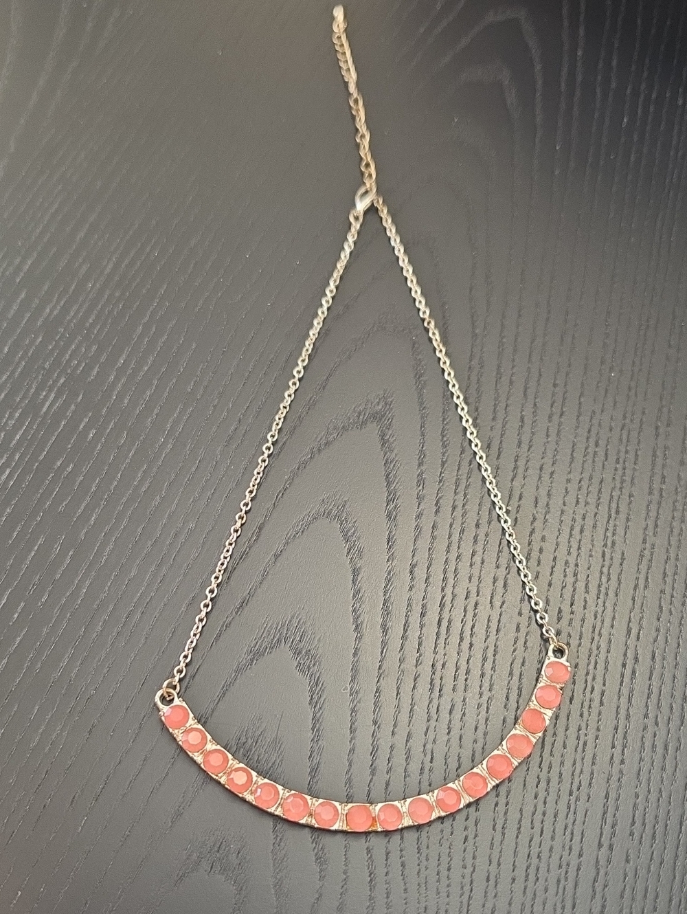 Macy's Pink Stone Curved Bar Necklace